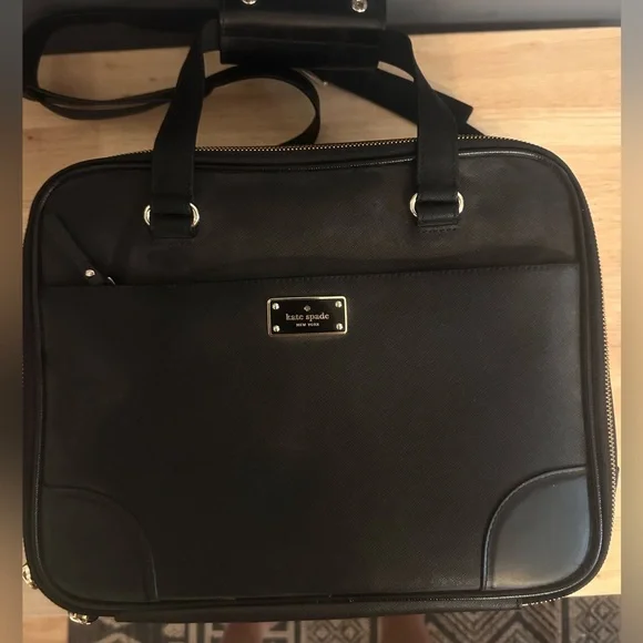 Kate Spade Bon Voyage Luggage Topper  Leather Black NWOT - Picture 2 of 7